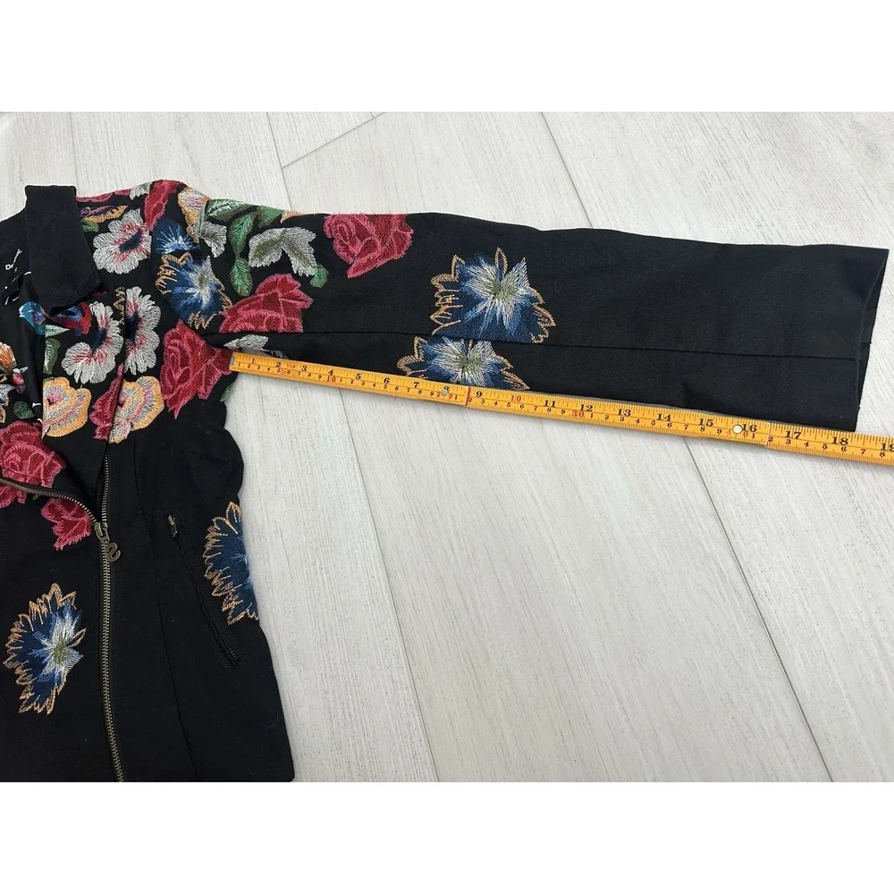 DESIGUAL‎ Women's Embroidered Fiorella Biker Jacket Sz 38 EU 4 US Floral